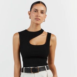 DISSH MADDOX BLACK SLEEVELESS ASYM TOP SZ L